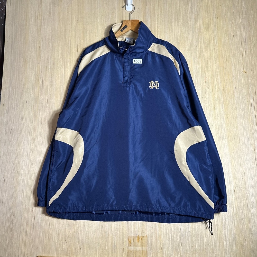 Vintage Notre Dame Windbreaker Mens Large Blue Long Sleeve Zip Up Y2K Irish